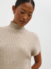 Dionne Short Sleeve Knit Top - Taupe Marl