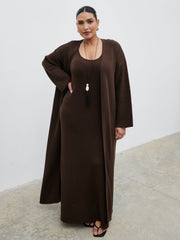 Dora Maxi Knit Cardigan Curve - Chocolate Brown