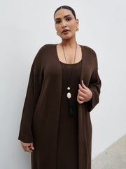 Dora Maxi Knit Cardigan Curve - Chocolate Brown