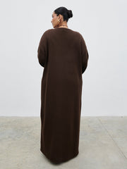 Dora Maxi Knit Cardigan Curve - Chocolate Brown