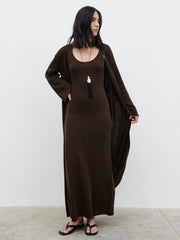 Dora Maxi Knit Cardigan - Chocolate Brown