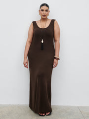 Dora Maxi Dress Curve - Chocolate Brown