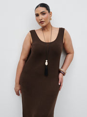 Dora Maxi Dress Curve - Chocolate Brown