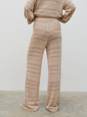 Eda Crotchet Knit Trousers - Oatmeal