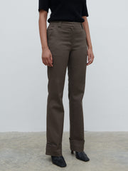 Eddie Turn Up Trousers - Khaki Brown