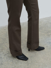 Eddie Turn Up Trousers - Khaki Brown