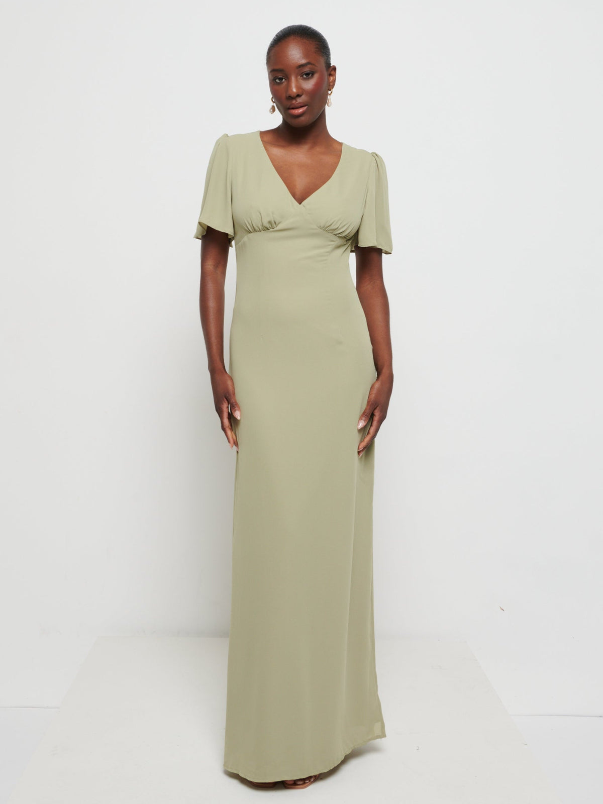Edie Chiffon Maxi Bridesmaids Dress - Olive