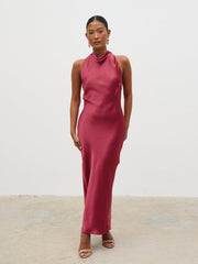 Edita Cowl Midaxi Dress - Raspberry