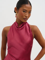 Edita Cowl Midaxi Dress - Raspberry