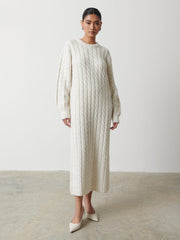 Elisha Cable Knit Midaxi Dress - Cream