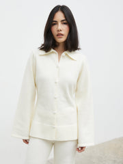 Ellice Collared Knit Cardigan - Cream