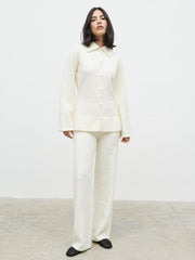 Ellice Collared Knit Cardigan - Cream