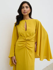 Ellison Cape Knot Maxi Dress - Yellow Ochre