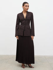 Elsa Pleated Midaxi Skirt - Brown