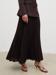 Elsa Pleated Midaxi Skirt - Brown