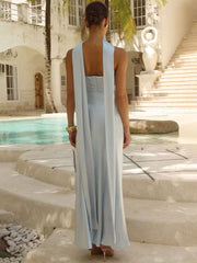 Elsa Scarf Satin Maxi Dress