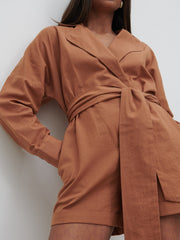 Emilie Belted Playsuit - Biscuit