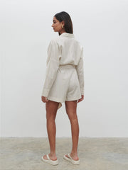 Emilie Belted Playsuit - Oatmeal