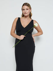 Esmee Crepe Maxi Bridesmaid Dress - Black