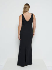 Esmee Crepe Maxi Bridesmaid Dress - Black