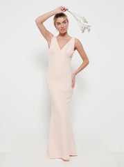Esmee Crepe Maxi Bridesmaid Dress - Blush