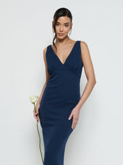 Esmee Crepe Maxi Bridesmaid Dress - Navy