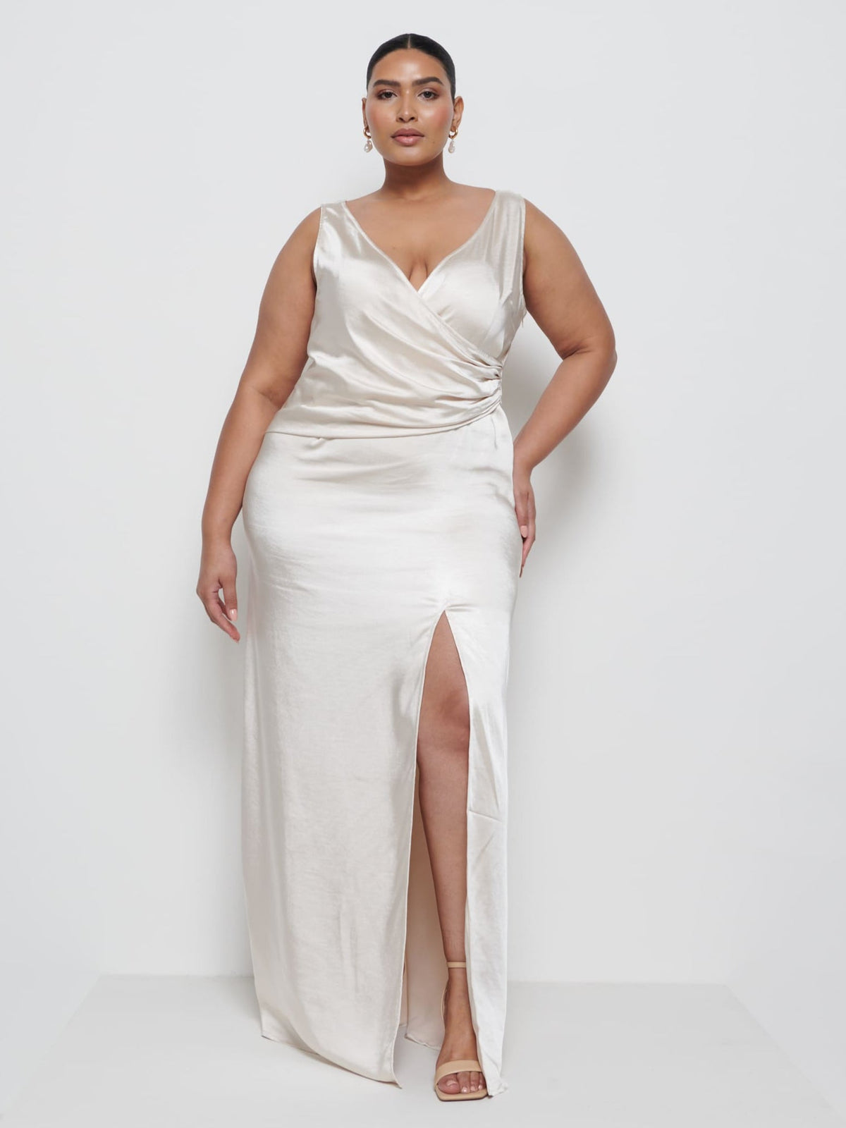 Esmee Wrap Maxi Bridesmaid Dress Curve - Champagne