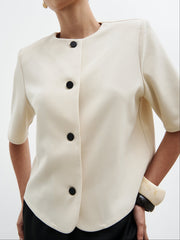 Essie Short Sleeve Button Down Top - Stone