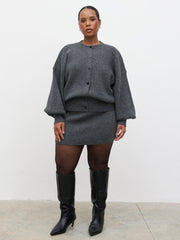 Etta Knit Bomber Curve - Charcoal