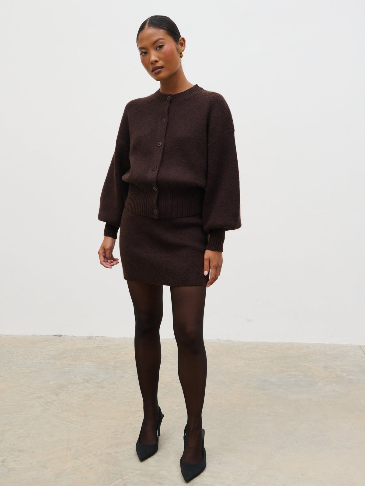 Etta Knit Mini Skirt - Chocolate