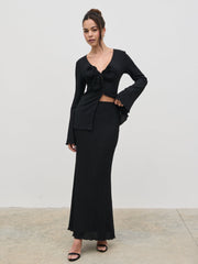 Evalina Crinkle Maxi Skirt - Black