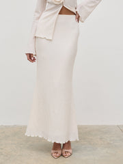 Evalina Crinkle Maxi Skirt - Cream