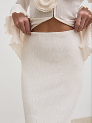 Evalina Crinkle Maxi Skirt - Cream