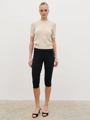 Fatima Knit Short Sleeve Top - Stone