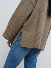 Finnity Slouchy Crew Neck Knit Jumper - Mushroom