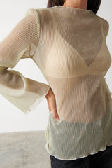 Fraser Sheer Plisse Top - Gold