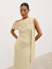 Freya One Shoulder Floral Maxi Dress - Beige