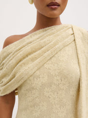 Freya One Shoulder Floral Maxi Dress - Beige