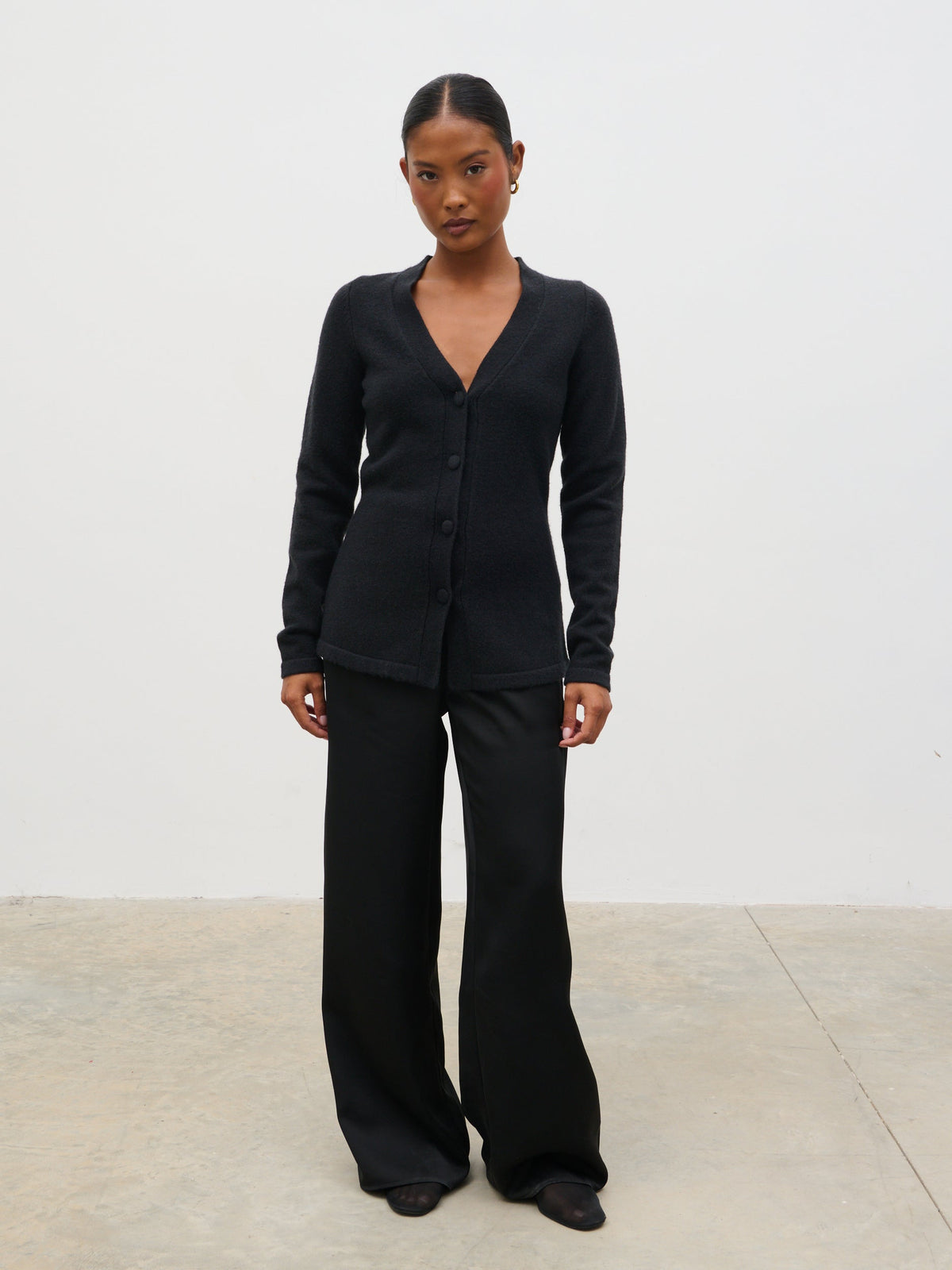 Gemma Longline Hourglass Knit Cardigan - Black