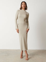 Gianna Tie Back Knit Top - Metallic Champagne
