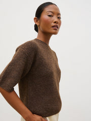 Gisella Short Sleeve Knit Top - Brown