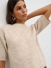 Gisella Short Sleeve Knit Top - Oatmeal