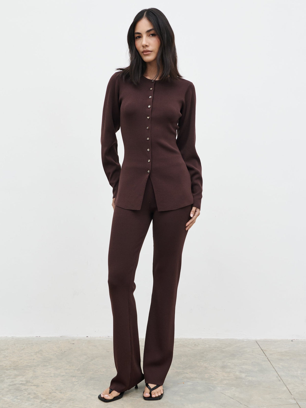 Gracelyn Knit Cardigan - Chocolate Brown