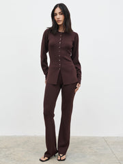 Gracelyn Knit Cardigan - Chocolate Brown