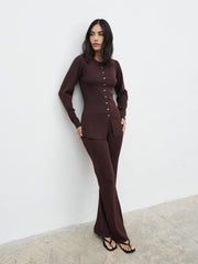 Gracelyn Knit Cardigan - Chocolate Brown