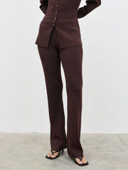 Gracelyn Knit Straight Leg Trousers - Chocolate Brown