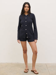 Gracie Fine Tape Knit Cardigan - Navy