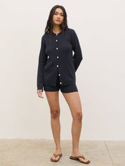 Gracie Fine Tape Knit Cardigan - Navy