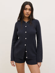 Gracie Fine Tape Knit Shorts - Navy