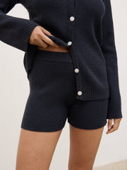 Gracie Fine Tape Knit Shorts - Navy